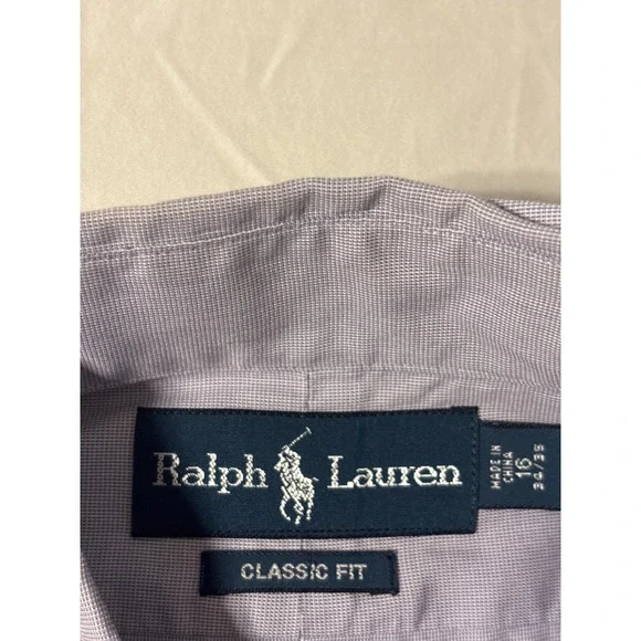 Polo Ralph Lauren Button Down Mens XL Purple Micro Check Excellent Pony Logo - Picture 10 of 12